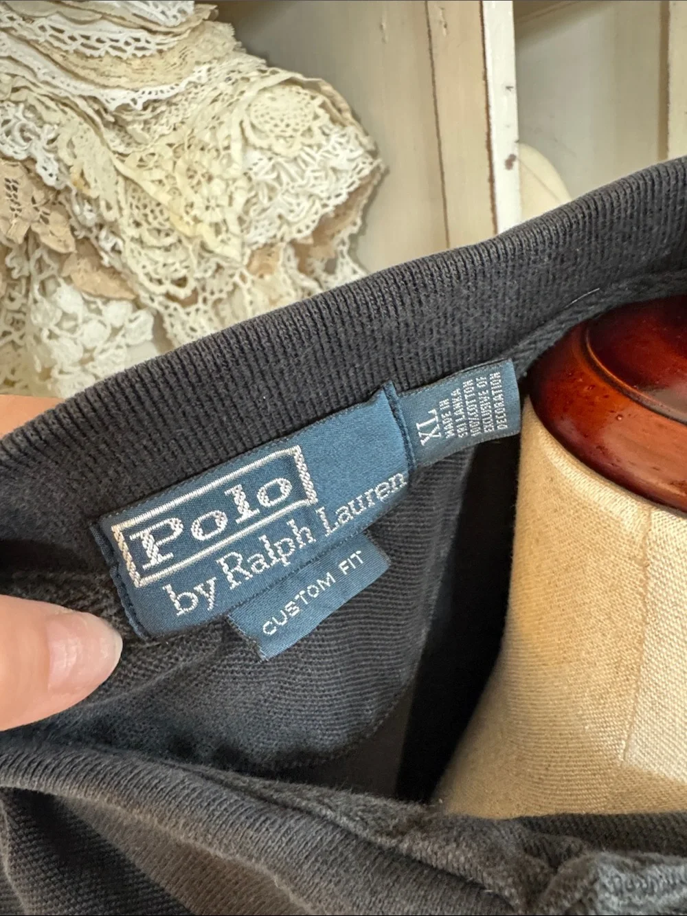 Ralph Lauren Black Polo Shirt with Subtle Tonal Logo
